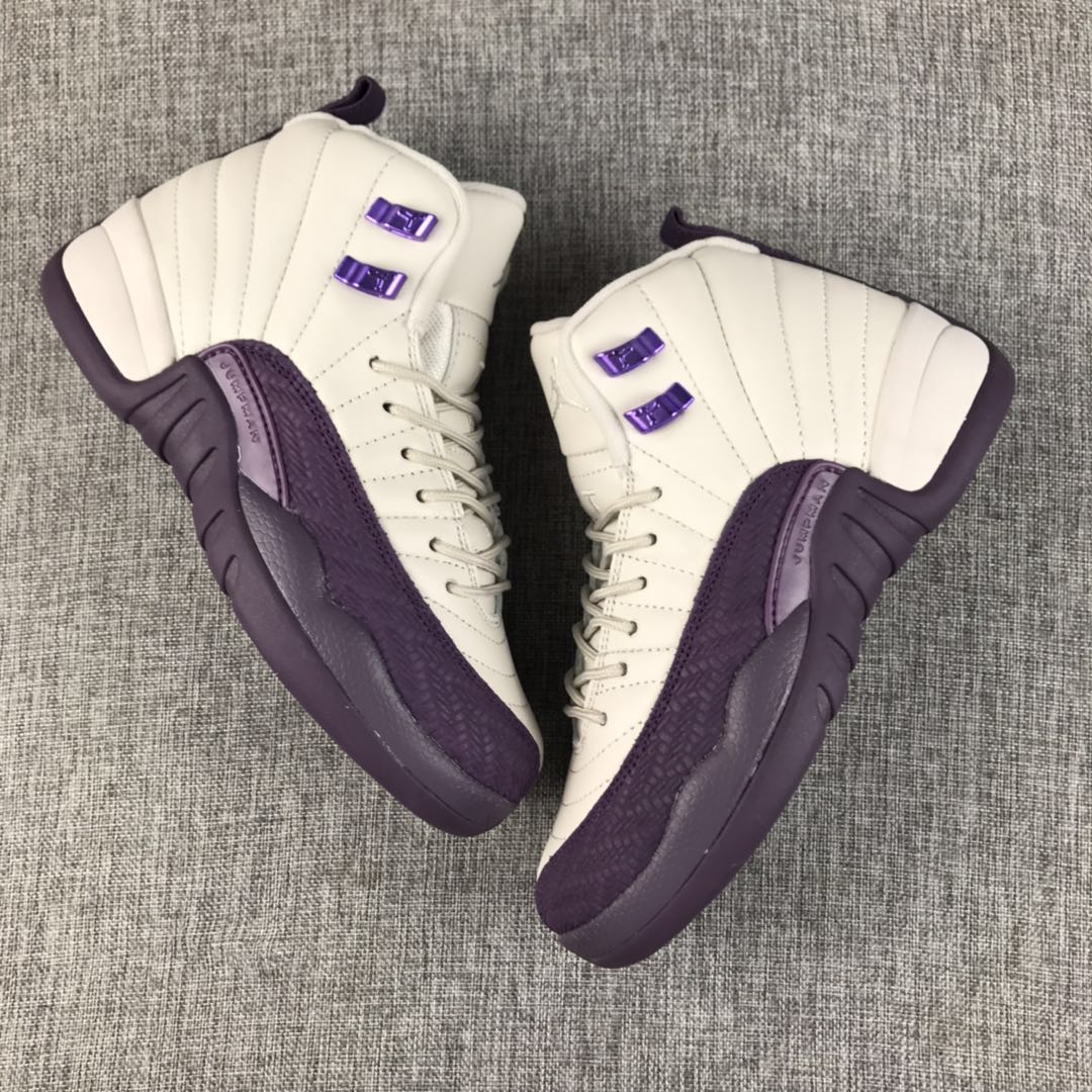 Air Jordan 12 GS White Purple Shoes